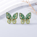 Alloy Inlaid Rhinestone Butterfly Earrings - SELFTRITSS