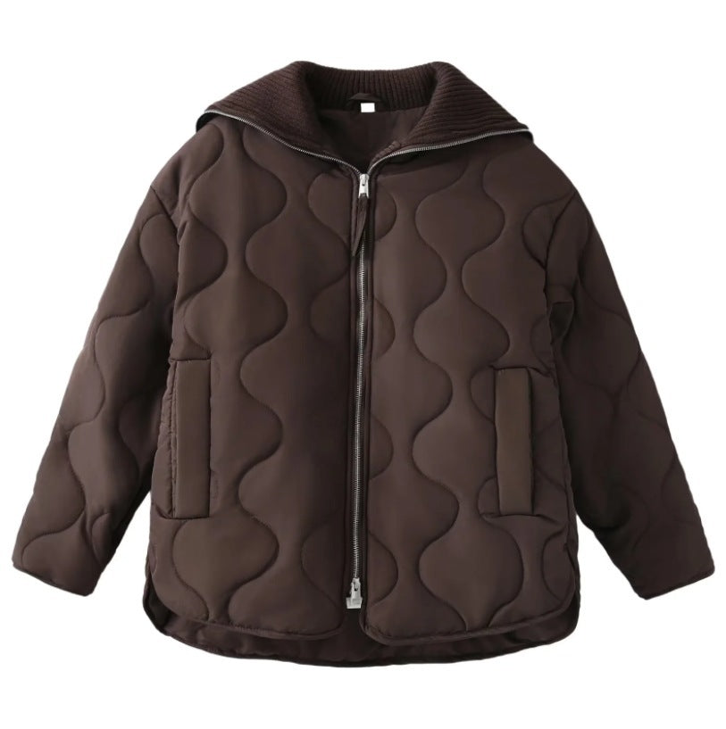 Women Cotton Qulited Padded Bomber Jacket - SELFTRITSS   