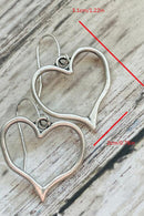 Silvery Heart Shape Hook Drop Earrings - SELFTRITSS   