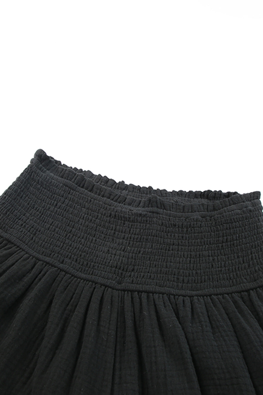 Black Smocked High Waist Ruffle Shorts - SELFTRITSS