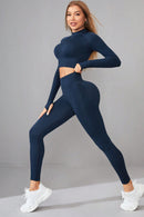 Mock Neck Long Sleeve Top and Pants Active Set - SELFTRITSS   