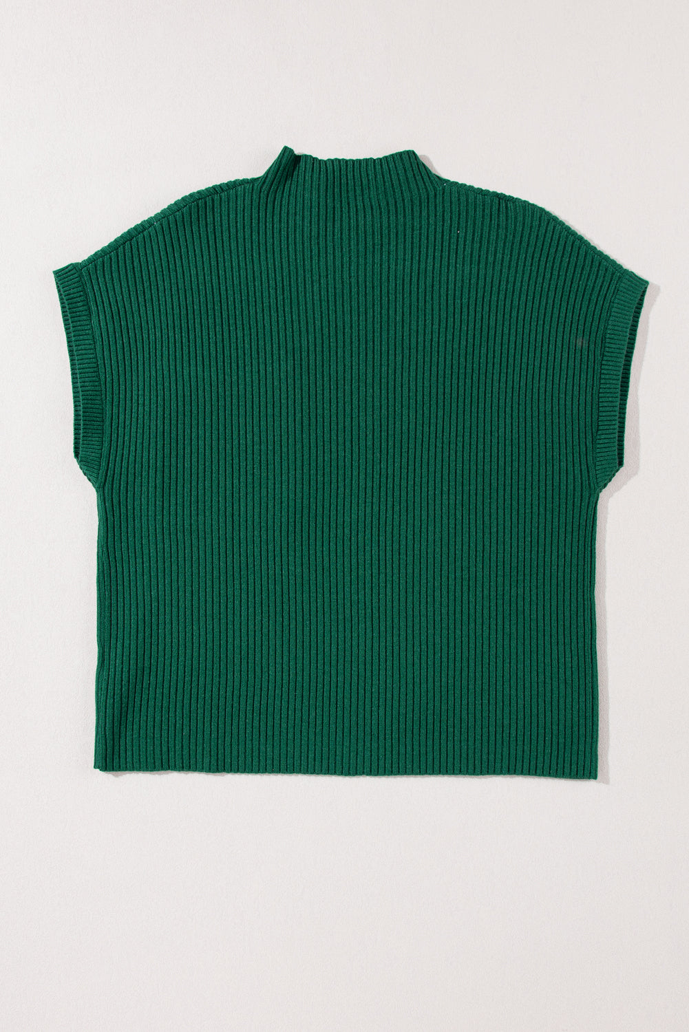 Blackish Green Patch Pocket Ribbed Knit Short Sleeve Sweater - SELFTRITSS   