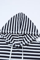 Stripe Kangaroo Pocket Drawstring Hoodie - SELFTRITSS