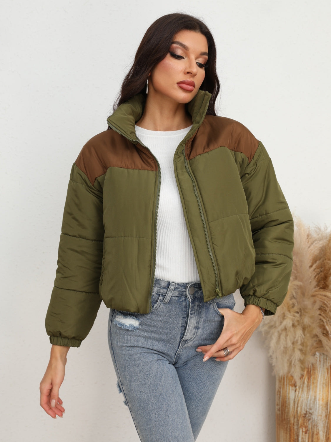 Two-Tone Zip-Up Puffer Jacket - SELFTRITSS