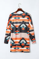 Orange Western Tribal Aztec Print Cardigan - SELFTRITSS   