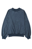 Sky Blue Drop Shoulder Crew Neck Pullover Sweatshirt - SELFTRITSS