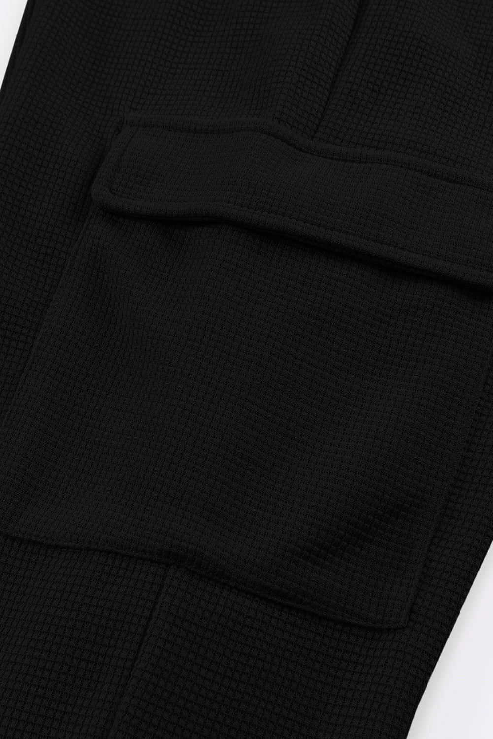 Black Waffle Texture Cargo Pocket Jogger Pants - SELFTRITSS   