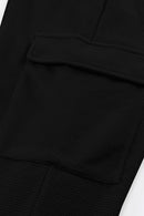 Black Waffle Texture Cargo Pocket Jogger Pants - SELFTRITSS