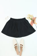 Black Drawstring Waist Flowy Pleated Shorts - SELFTRITSS