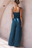 Ruffled Sleeveless Top and Wide Leg Pants Set - SELFTRITSS   