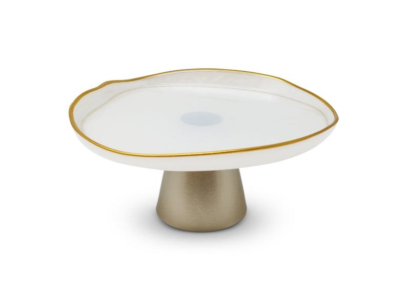 Organic Shaped Footed Cake Plate with Gold - SELFTRITSS