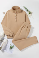 Half Snap Turtleneck Top and Pants Active Set - SELFTRITSS   