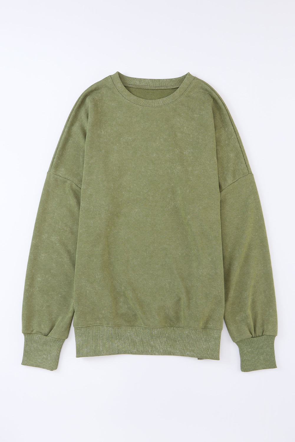 Green Drop Shoulder Ribbed Trim Oversized Sweatshirt - SELFTRITSS   