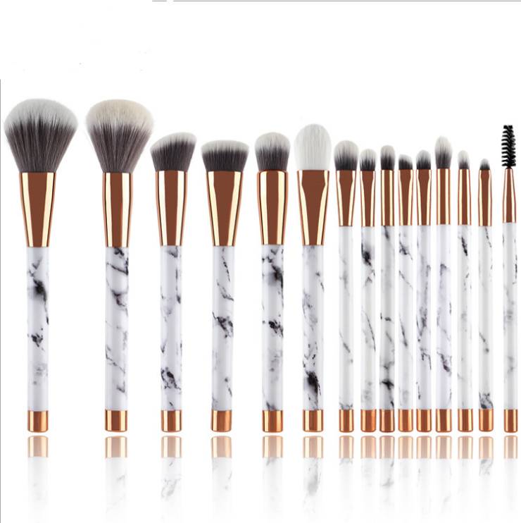 Set Of 11 Marble Makeup Brush - SELFTRITSS