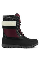 Delphine Knitted Collar Lace Up Snow Boots