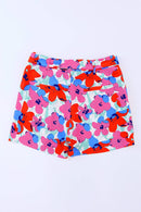 Rose Floral Print Belted Shorts - SELFTRITSS