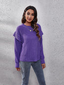 Lilac Chic Ruffled Long Sleeve Shoulder Sweater