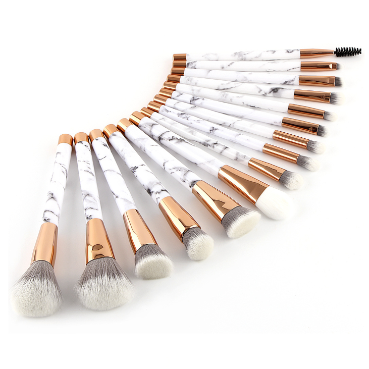 Set Of 11 Marble Makeup Brush