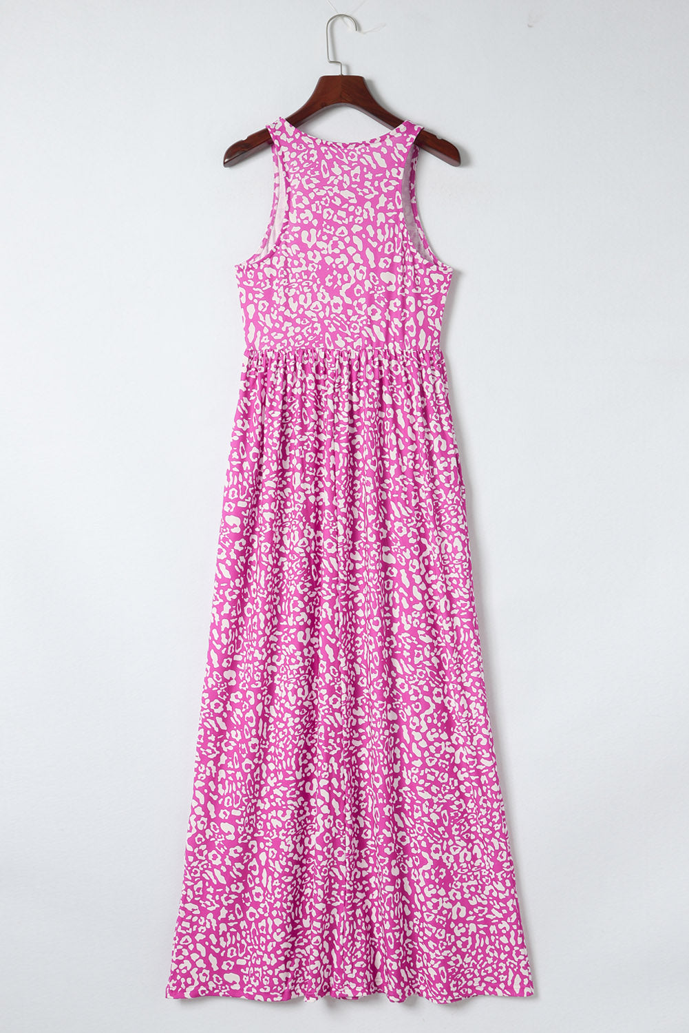 Rose Leopard Print Pocketed Sleeveless Maxi Dress - SELFTRITSS
