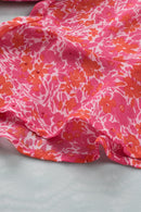 Pink V Neck Ruffled Sleeve Floral Romper - SELFTRITSS