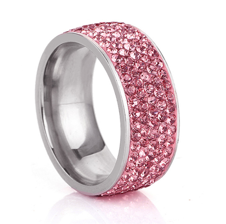 Pink Five rows of stainless steel rings