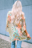 Multicolor Floral Open Sheer Shimmer Kimono - SELFTRITSS