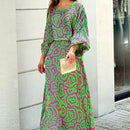 Loose Printed Long Sleeve Top And High Waist Long Skirt Set - SELFTRITSS   