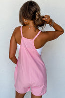 Pink Spaghetti Straps V Neck Jersey Romper - SELFTRITSS   