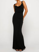 Backless Wide Strap Maxi Dress - SELFTRITSS   