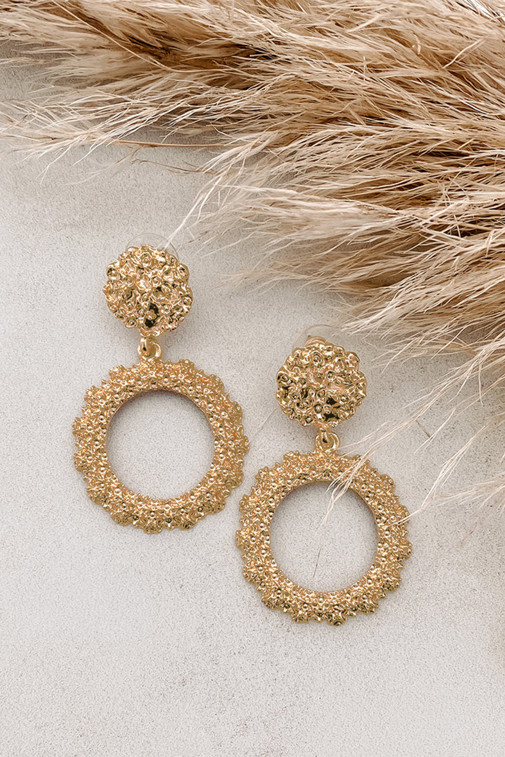 Gold Glittering Circle Dangle Earrings - SELFTRITSS   