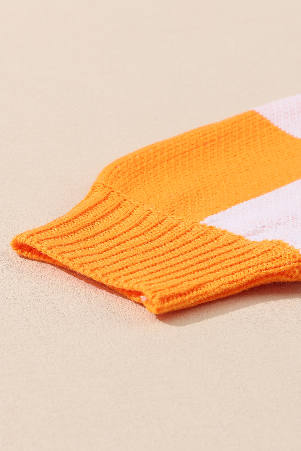 Orange Checkered Bishop Sleeve Sweater - SELFTRITSS   