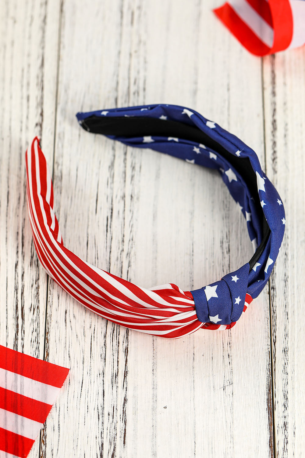 Multicolor American Flag Bow Knot Wide Headband - SELFTRITSS