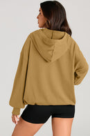 Pocketed Half Zip Long Sleeve Hoodie - SELFTRITSS   