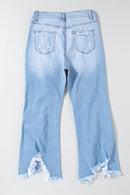 Sky Blue Heavy Destroyed High Waist Jeans - SELFTRITSS