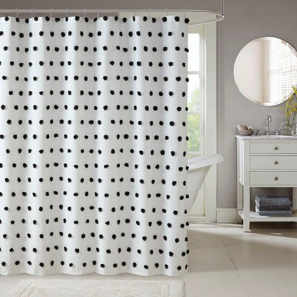Pom Pom Shower Curtain, Black