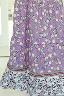 Purple Floral Print Shirred High Waist Maxi Skirt - SELFTRITSS