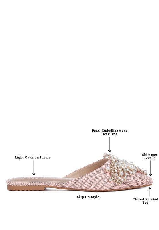 Embellished Delicate Pearl Mules - SELFTRITSS