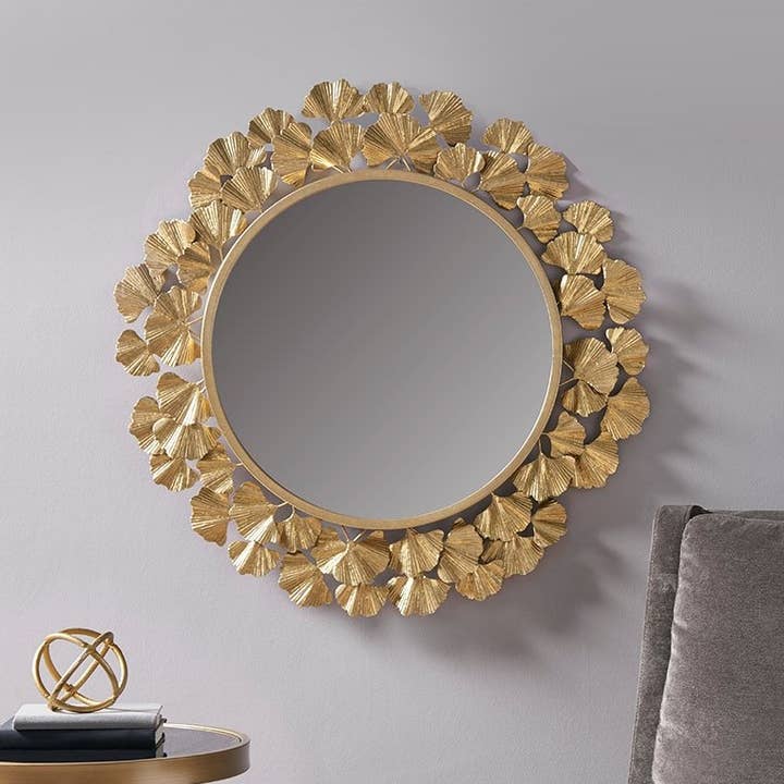 Gold Foil Ginkgo Leaf Decor Mirror - SELFTRITSS
