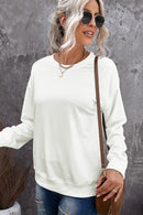 Beige Plain Crew Neck Pullover Sweatshirt - SELFTRITSS   