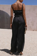 Ruffled Sleeveless Top and Wide Leg Pants Set - SELFTRITSS   