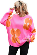 Flower Pattern Slouchy Sweater - SELFTRITSS