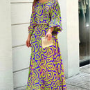 Loose Printed Long Sleeve Top And High Waist Long Skirt Set - SELFTRITSS   