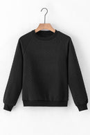 Black Solid Textured Raglan Sleeve Pullover Sweatshirt - SELFTRITSS