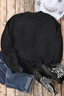 Black Drop Shoulder Crew Neck Pullover Sweatshirt - SELFTRITSS