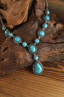 Green Crackle Turquoise Water Drop Accent Necklace - SELFTRITSS