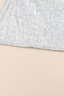 Silvery Sequin Long Sleeve Tie Waist Mini Dress - SELFTRITSS