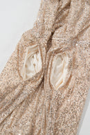 Gold Sequined V Neck Sleeveless High Waist Jumpsuit - SELFTRITSS