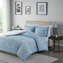 Reversible Striped/Solid Comforter Mini Set, Blue - SELFTRITSS   