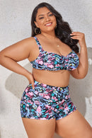 Plus Size Drawstring Detail Two-Piece Swimsuit - SELFTRITSS   