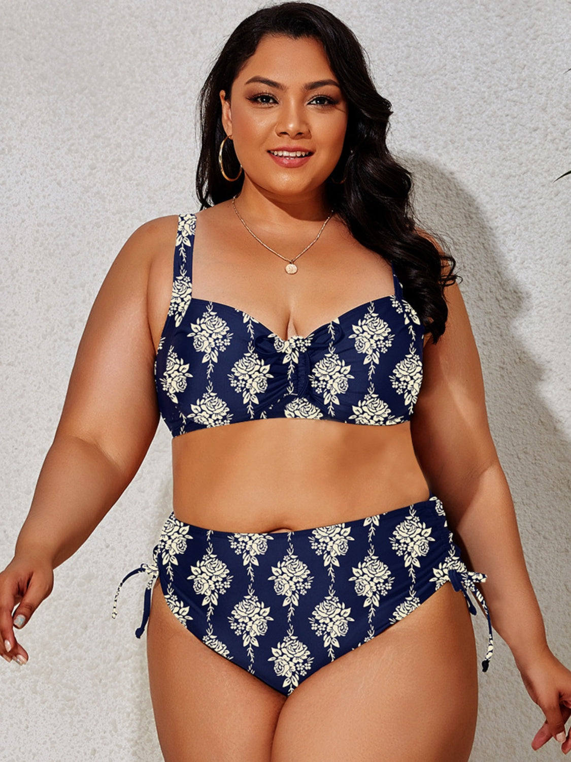 Plus Size Printed Wide Strap Two-Piece Swim Set - SELFTRITSS   